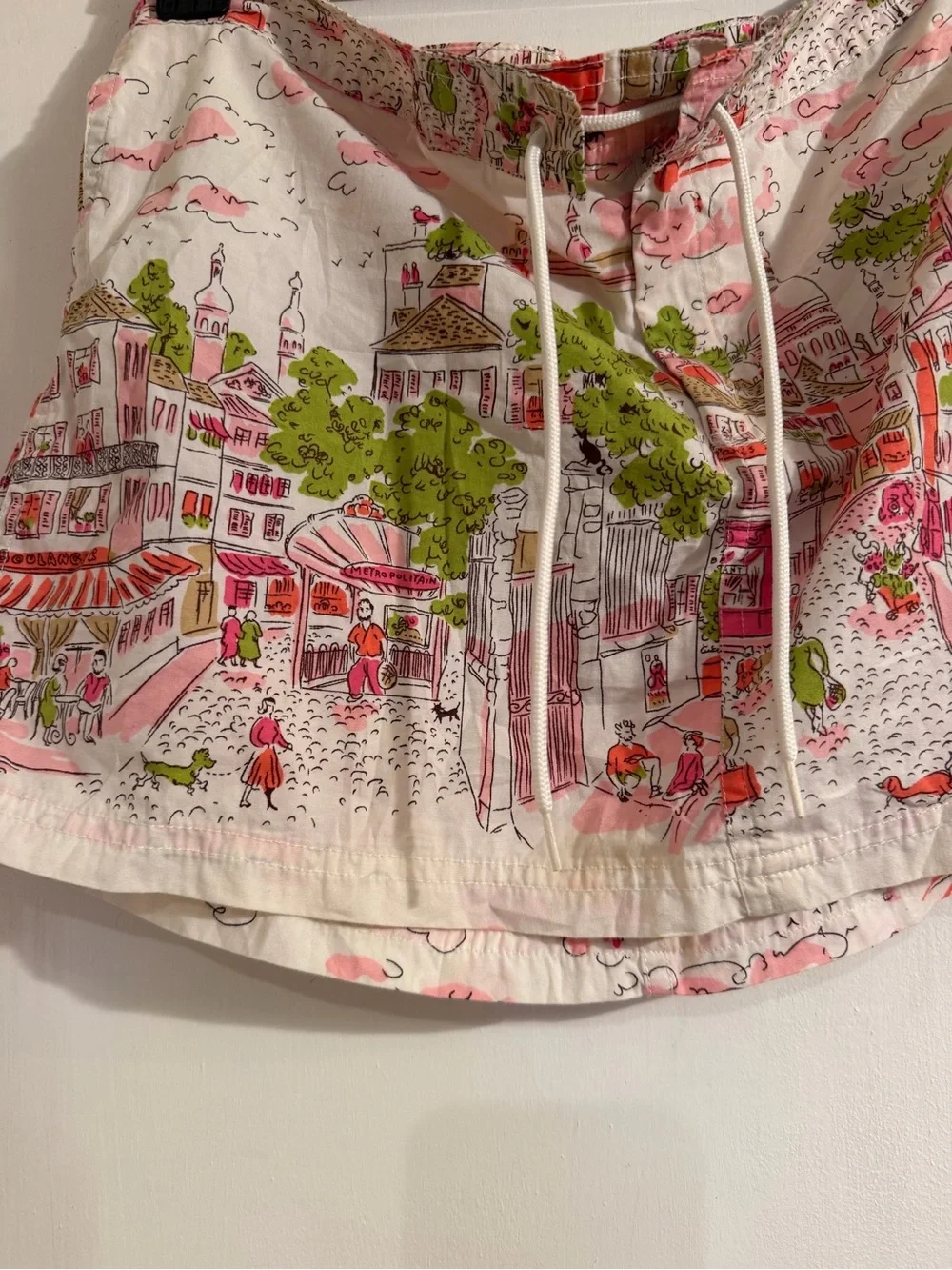 J. Crew White Mini Skirt with Pink and Green City Print - Picture 6 of 8